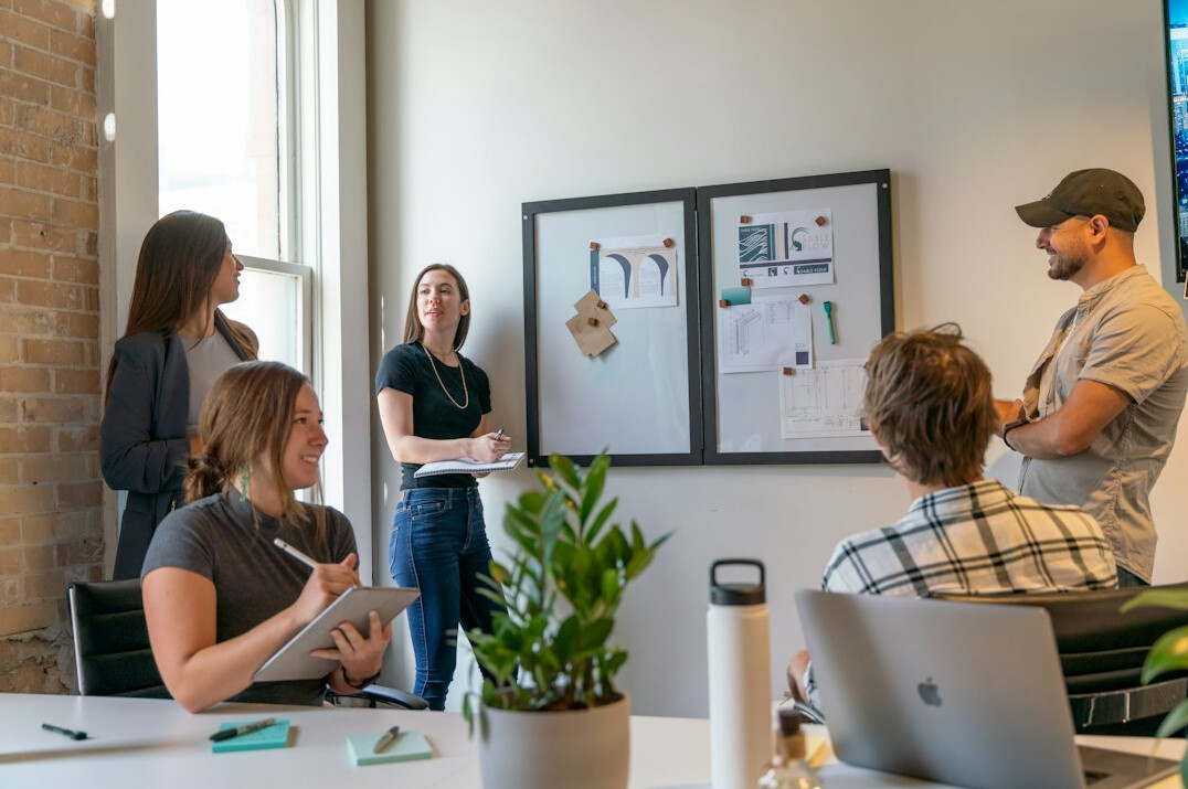 team discussion in office